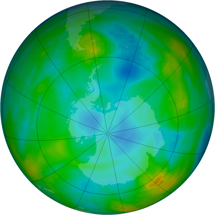 Antarctic ozone map for 08 June 1982
